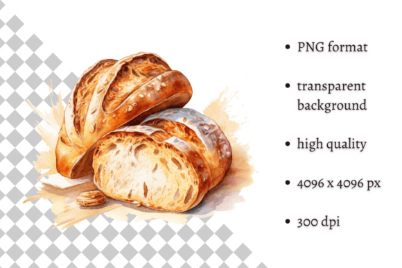 Download Watercolor Bakery Bread Rolls Clipart - Bakery Collection