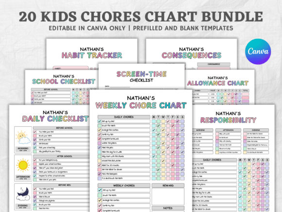 Download Kids Chore Chart Bundle - Chart Collection