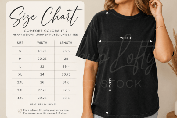 Download Comfort Colors 1717 Size Chart Mockup 41 - Chart Collection