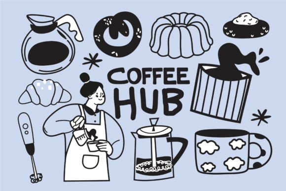 Download Coffee &amp; Bakery Doodles Vector Clipart - Bakery Collection